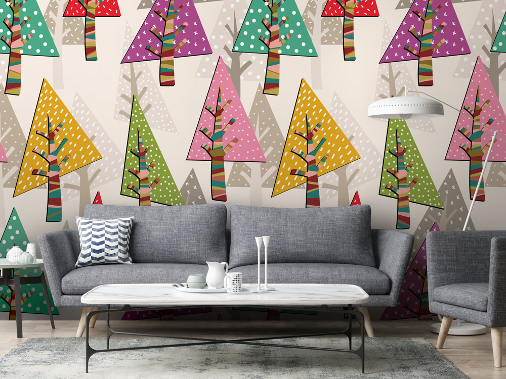 Best Christmas Murals - Colourful Christmas Trees
